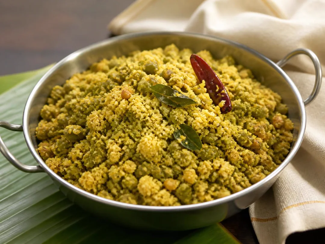Beans Paruppu Usili — Tamil green beans with coarse steamed lentil crumbles and curry leaves