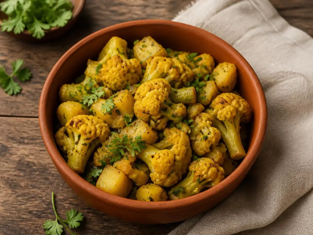 Aloo Gobi — Dry aloo gobi with cauliflower, potato and coriander