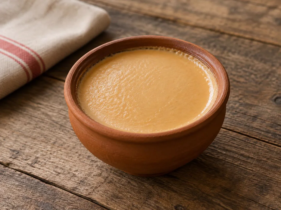 Mishti Doi — Caramel-toned Bengali mishti doi set in an earthen cup