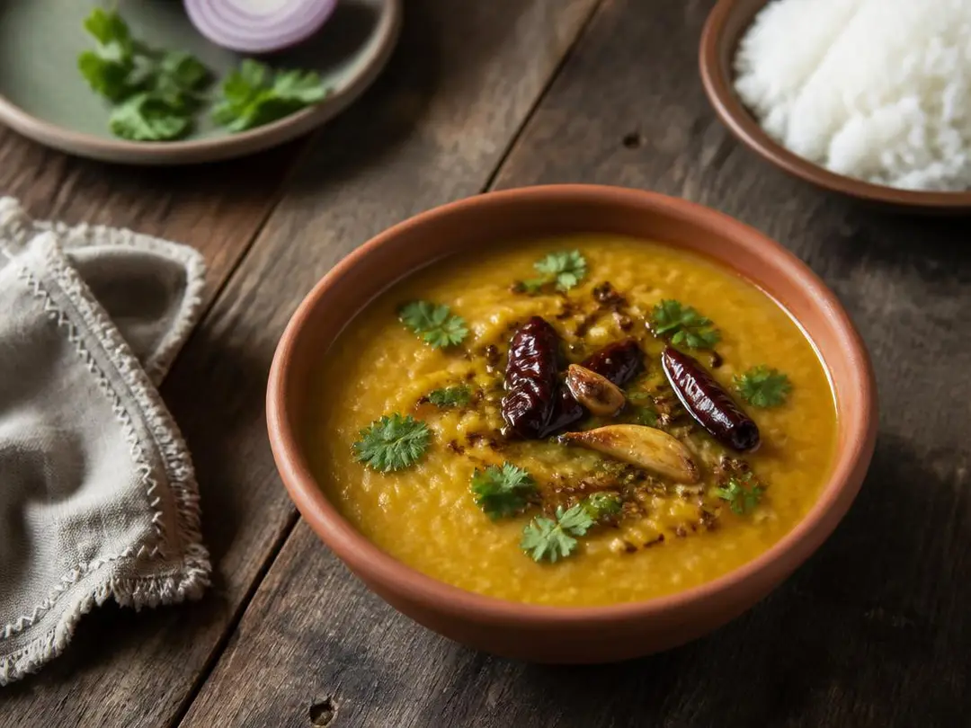 Dals & Legumes — Yellow dal tadka with ghee, cumin and dried red chilli tempering