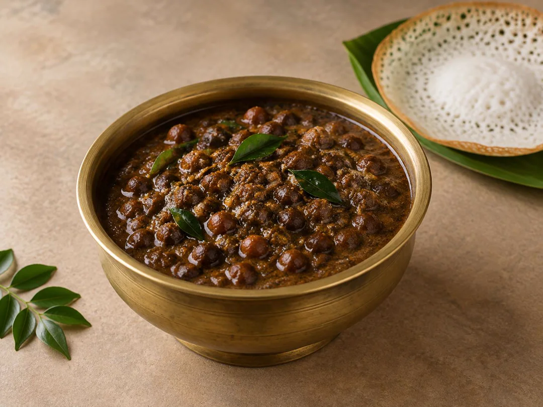 Kadala Curry — Kerala kadala curry with black chickpeas in dark roasted coconut gravy