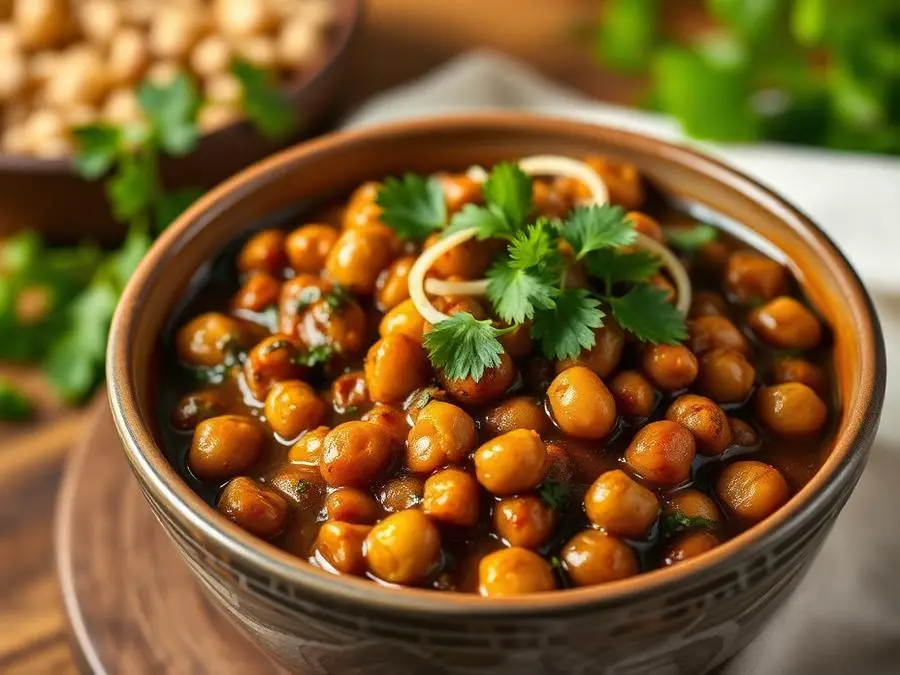 Chole Masala — Spiced chickpea chole in a bowl